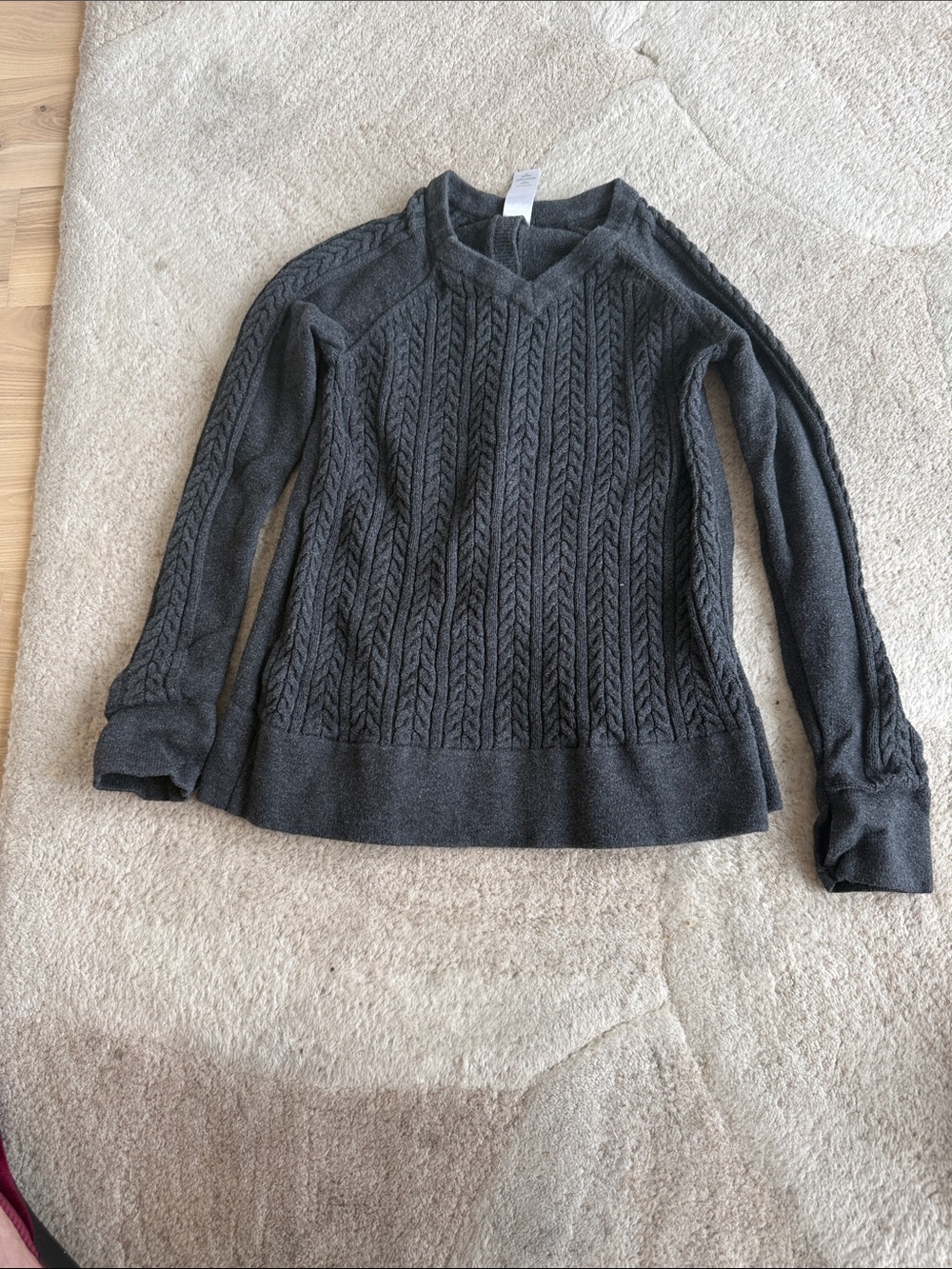 Ivivva Charcoal Cable Knit V-Neck Kids Sweater